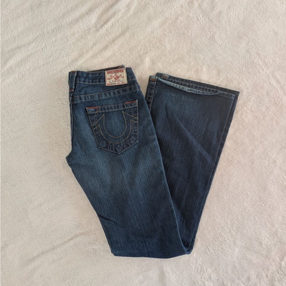 True Religion Denim - True Religion Bobby Blue Boot Cut with Orange Stitching Jeans - Size 28